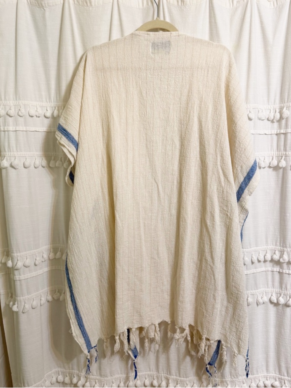Rays for Days Cotton Kimono Cover Up | Boho Cream Beach Poncho | 100% Cotton - Picture 2 of 7